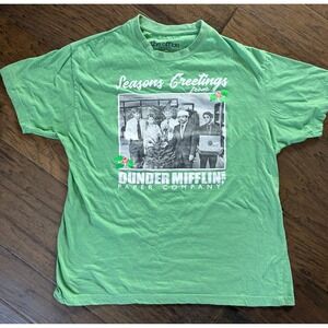 The Office Dunder Mifflin Christmas T-Shirt Green Ripple‎ Junction Mens Large L